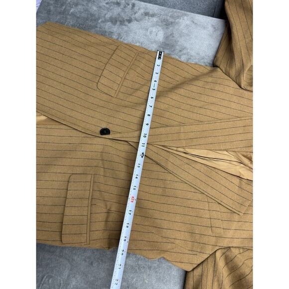 NWT Madewell Womens Oversized Blazer Brown Stripe 6 Wool Blend Single Breasted - Picture 9 of 13